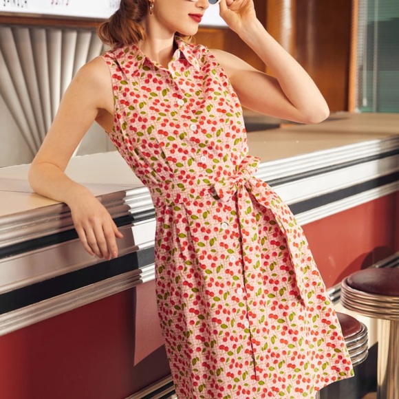 Modcloth Pink and White Sleeveless Sundress with Peter Pan Collar - Picture 3 of 5